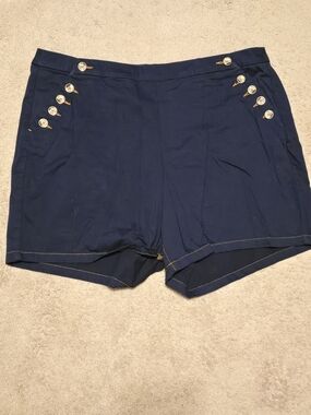 Lane Bryant Navy Sailor Shorts with Buttons